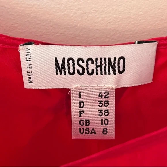 Rare Moschino 2008 Runway Silk Red Maxi Dress Puffball Bubble Hem Womens Size 8 - Picture 6 of 17